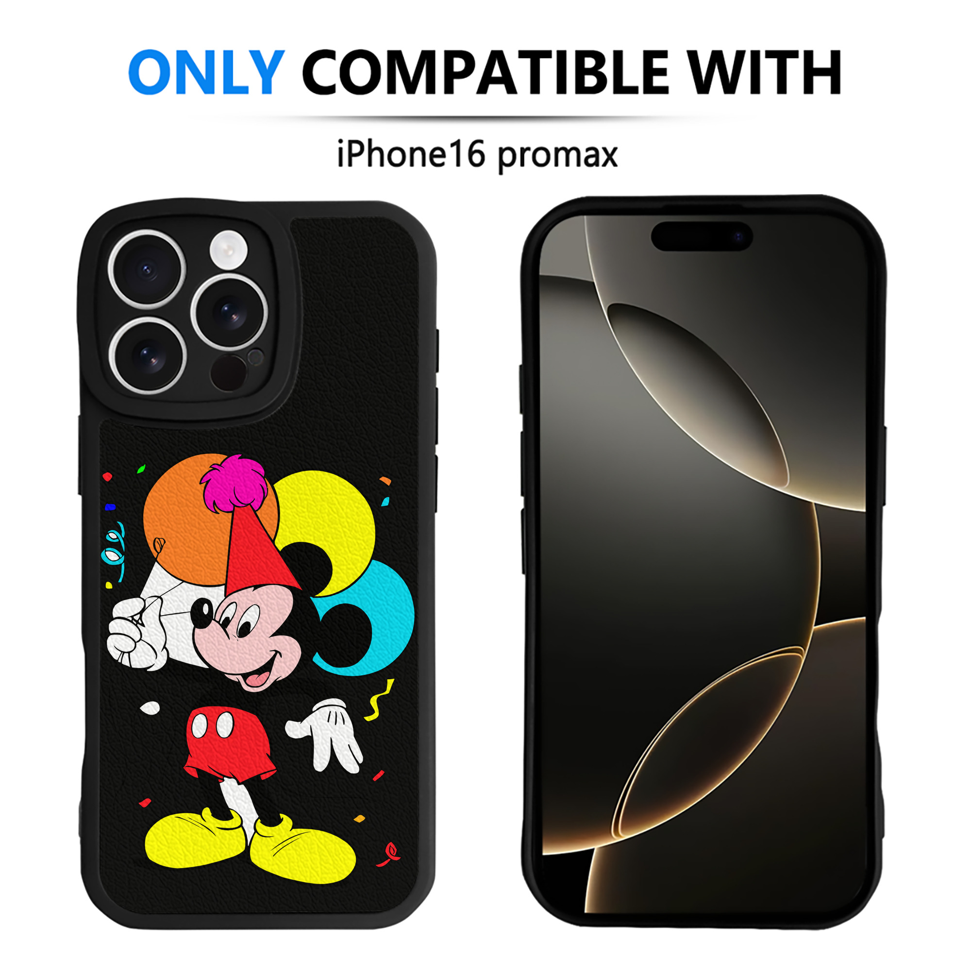 （画像用） ミッキーマウス Mickey Mouse 【iPhone 16シリーズ対応】シリコンスマホケース（レザー調） 材質：シリコン